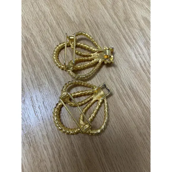80s Dotty Smith Vintage Bow Belt Buckle Gold-Tone Twisted Rope Design Statement